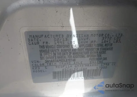 2013 Nissan Sentra Sv из США, поврежденный, VIN 3N1AB7AP0DL678746